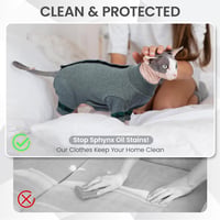 Pulover pentru pisici Sfinx Hjyokuso, costum salopetă cu patru picioare, moale și respirabil, gri, M 5