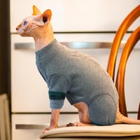 Pulover pentru pisici Sfinx Hjyokuso, costum salopetă cu patru picioare, moale și respirabil, gri, M 6