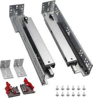 HLC set skrivenih klizača za ladice sa soft close mehanizmom - 450 mm - 6 pari