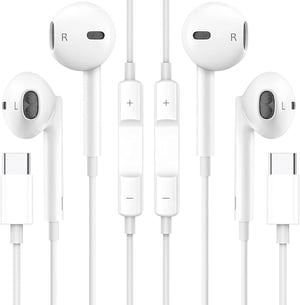 Káblové slúchadlá Hlshing USB-C s mikrofónom a ovládaním hlasitosti – 2 ks