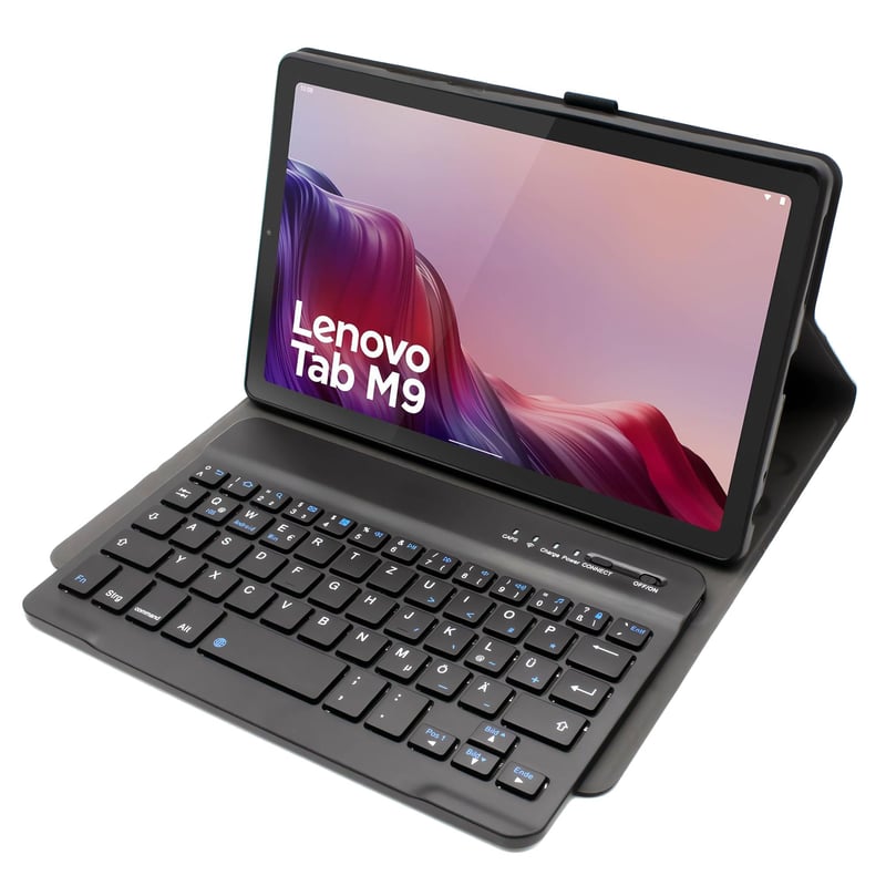 Puzdro s klávesnicou HLTOOP pre tablet Lenovo Tab M9 2023 9 palcov (TB-310FU/TB-310XU), nemecká bezdrôtová Bluetooth klávesnica QWERTZ, magnetické, čierne