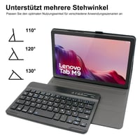 Puzdro s klávesnicou HLTOOP pre tablet Lenovo Tab M9 2023 9 palcov (TB-310FU/TB-310XU), nemecká bezdrôtová Bluetooth klávesnica QWERTZ, magnetické, čierne 4