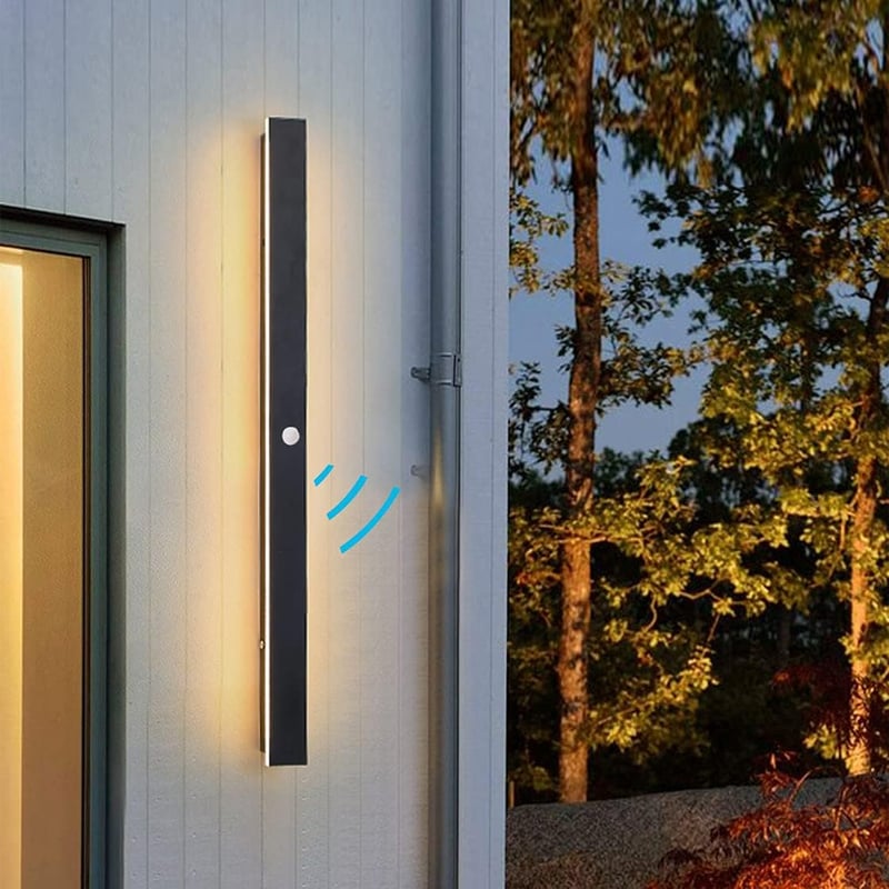 HMAKGG 100cm LED kültéri fali lámpa mozgásérzékelővel, IP65 vízálló, meleg fehér, 30W