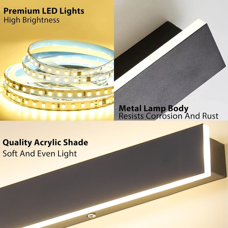HMAKGG 150 cm Kültéri/Beltéri Fali Lámpa - 45W LED Meleg Fehér Világítás - IP65 Vízálló Antracit Kerti, Teraszi, Házi Fali Lámpatest