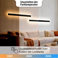 Aplică de perete LED de interior HMAKGG, lumină sus-jos, 3 temperaturi de culoare, negru, 120 cm, pentru sufragerie, dormitor, hol 2