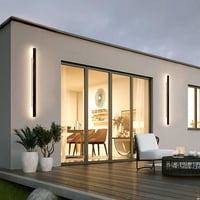 HMAKGG Kültéri Fali Lámpa 80 cm - 24W Antracit IP65 Vízálló LED Világítás 3000K Meleg Fehér - Terasz, Kert, Villa Homlokzat Megvilágításhoz 4