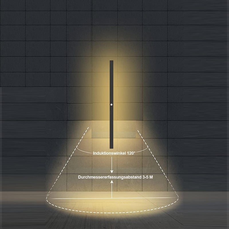 HMAKGG Kültéri Fali Lámpa Mozgásérzékelővel - 60 cm Vízálló IP65 Antracit LED Világítás Teraszra, Kertbe, Folyosóra, Meleg Fehér Fény, 19W