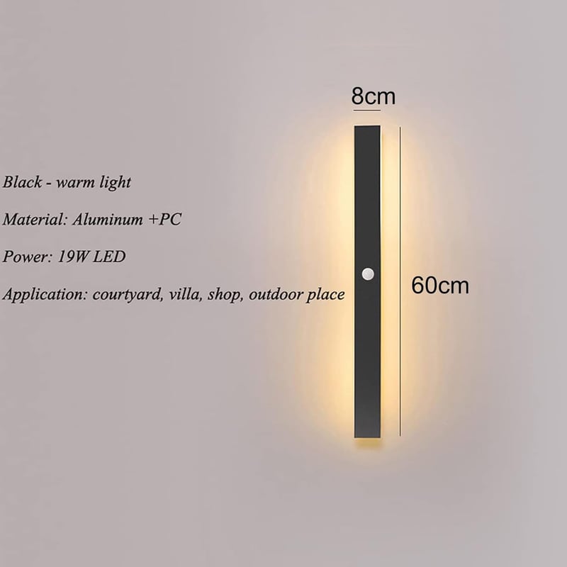 HMAKGG Kültéri Fali Lámpa Mozgásérzékelővel - 60 cm Vízálló IP65 Antracit LED Világítás Teraszra, Kertbe, Folyosóra, Meleg Fehér Fény, 19W