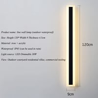 HMAKGG dlhé vonkajšie nástenné LED svietidlo 120 cm, stmievateľné nástenné osvetlenie s diaľkovým ovládačom, IP65 vodotesné, 72 W, na schodisko, k vile, do záhrady a na terasu 7