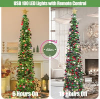 HMASYO 180 cm Fenyő Karácsonyfa Időzítővel, 100 LED Világítással, Távirányítóval, USB Üzemeltetésű 3