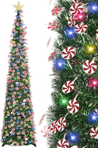 HMASYO 180 cm Fenyő Karácsonyfa Időzítővel, 100 LED Világítással, Távirányítóval, USB Üzemeltetésű 1