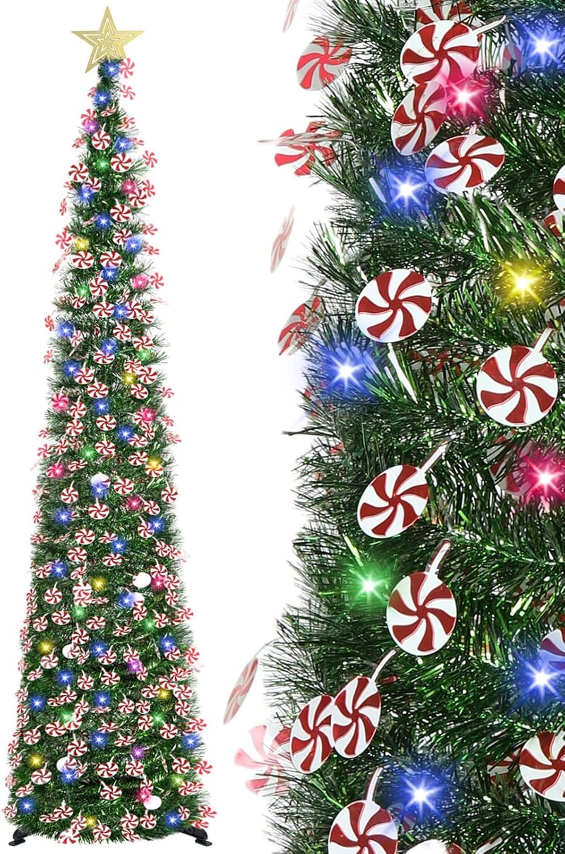 HMASYO 180 cm Fenyő Karácsonyfa Időzítővel, 100 LED Világítással, Távirányítóval, USB Üzemeltetésű