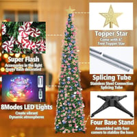 HMASYO 180 cm Fenyő Karácsonyfa Időzítővel, 100 LED Világítással, Távirányítóval, USB Üzemeltetésű 7