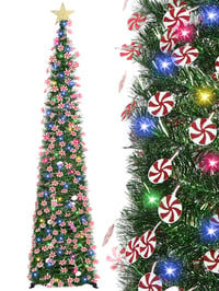 HMASYO vyskakovací vianočný stromček s pozlátkom, 100 LED, diaľkové ovládanie, USB - 180 cm 2