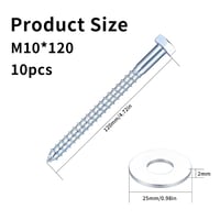 Hmkesoteric M10 Hatszögfejű Fa Csavar 10x120mm Horganyzott 10db Alátéttel 2