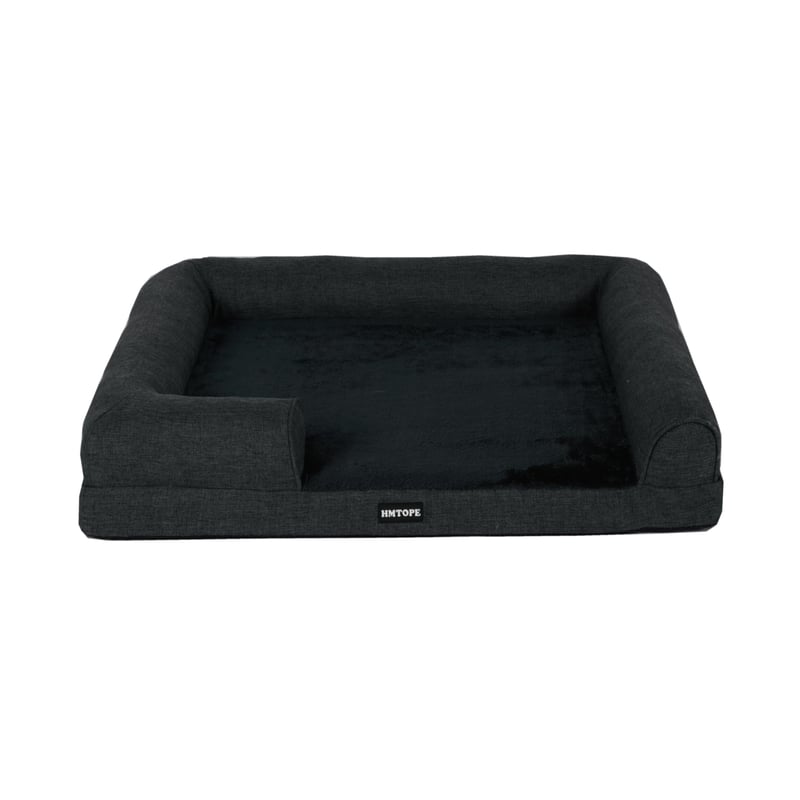 HMTOPE ortopedski krevet za pse s visokim rubom, s navlakom koja se skida - sivi - 91x68x20 cm