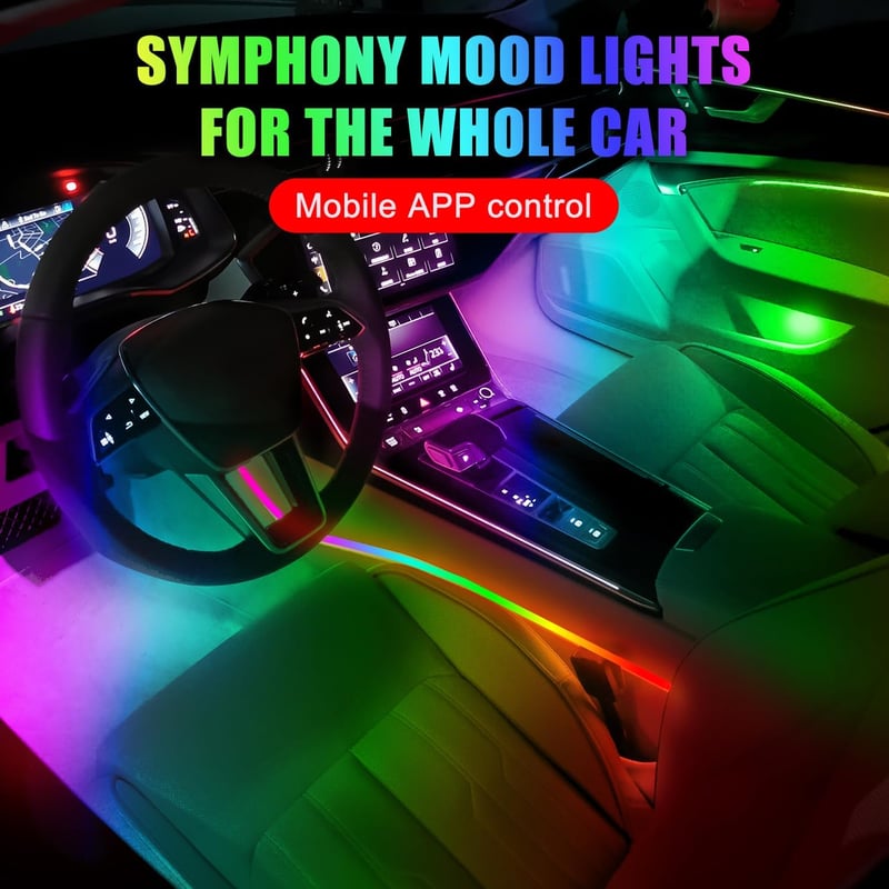 HMYC 128 LED szalag autóhoz RGB neon világítás zenei szinkronizálással
