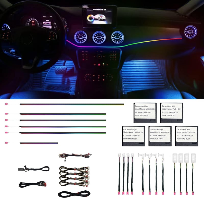 HMYC 128 LED szalag autóhoz RGB neon világítás zenei szinkronizálással