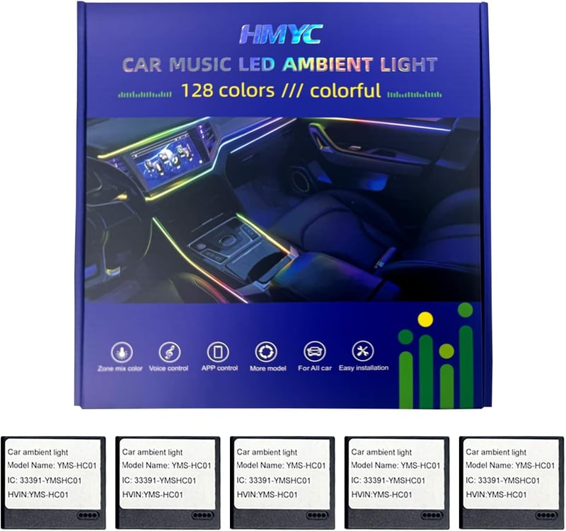 HMYC 128 LED szalag autóhoz RGB neon világítás zenei szinkronizálással