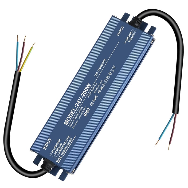 HNCY LED Tápegység 24V 200W IP67 Vízálló Transzformátor MR16 G4