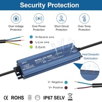 HNCY LED Tápegység 24V 200W IP67 Vízálló Transzformátor MR16 G4 7