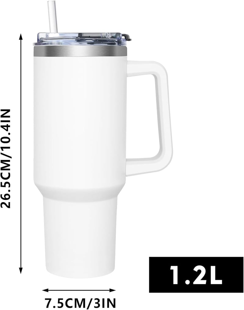 HNCY Termikus Bögre 1180ml Rozsdamentes Acél Kávés Pohár Tetővel és Szívószállal