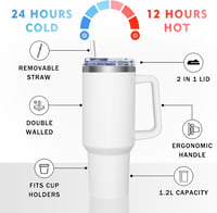HNCY Termikus Bögre 1180ml Rozsdamentes Acél Kávés Pohár Tetővel és Szívószállal 3