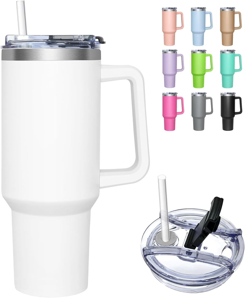 HNCY Termikus Bögre 1180ml Rozsdamentes Acél Kávés Pohár Tetővel és Szívószállal