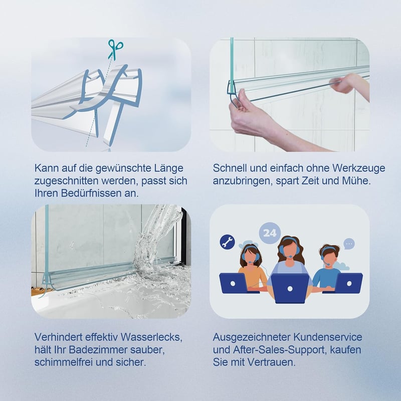 HNNHOME Átlátszó Zuhanyfülke Ajtótömítés 4-6mm Egyenes/Ívelt Üveghez, 18mm Résig, Vízálló Szigetelés Fürdőszobába, 1 Méter