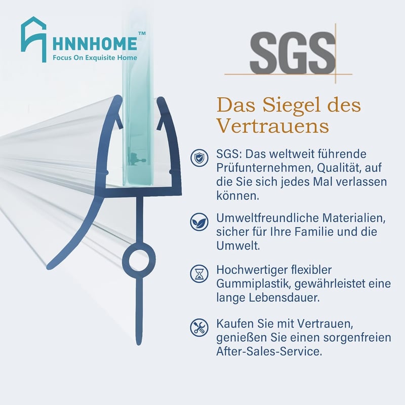 HNNHOME Gumi Zuhanyfülke Tömítőszalag 4-6mm Üvegajtóhoz 16-22mm Réshez - Oblong