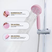 HNNHOME HydroPulse Kézi Zuhanyfej 6 Különböző Vízsugár Móddal, Nagy Nyomású, Univerzális Csatlakozás, Modern Rózsaszín Dizájn, 100mm 6