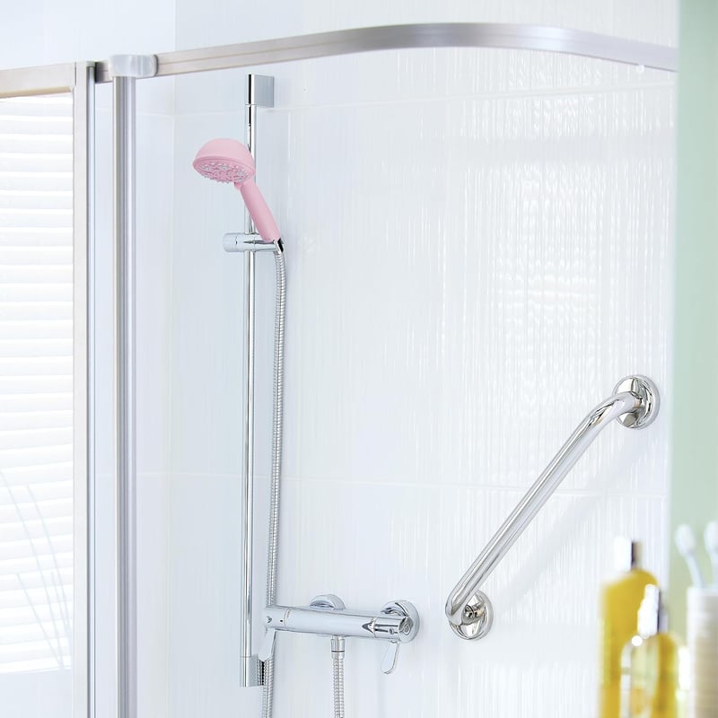 HNNHOME HydroPulse Kézi Zuhanyfej 6 Különböző Vízsugár Móddal, Nagy Nyomású, Univerzális Csatlakozás, Modern Rózsaszín Dizájn, 100mm