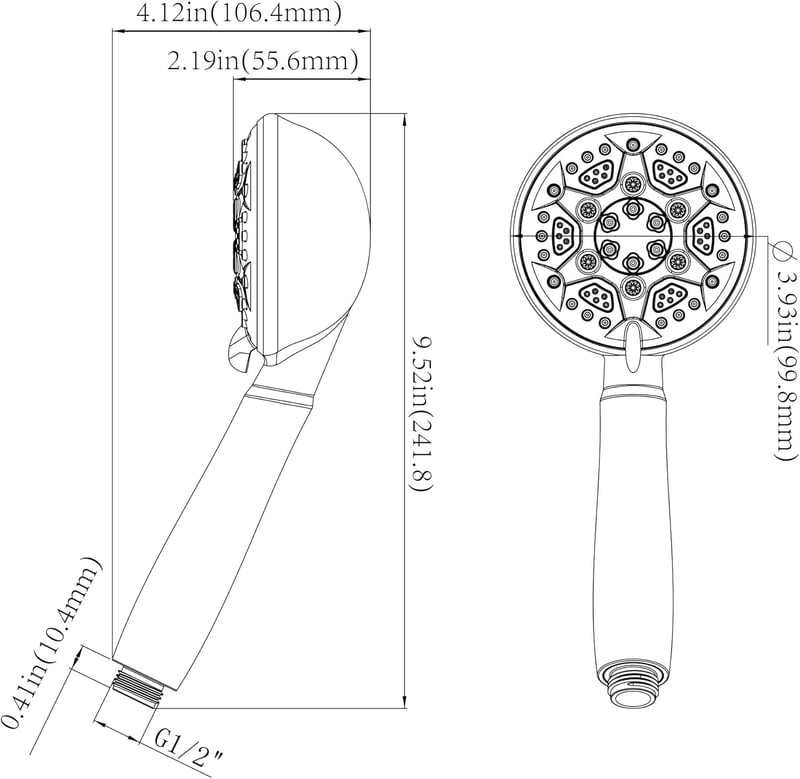 HNNHOME HydroPulse Kézi Zuhanyfej 6 Különböző Vízsugár Móddal, Nagy Nyomású, Univerzális Csatlakozás, Modern Rózsaszín Dizájn, 100mm