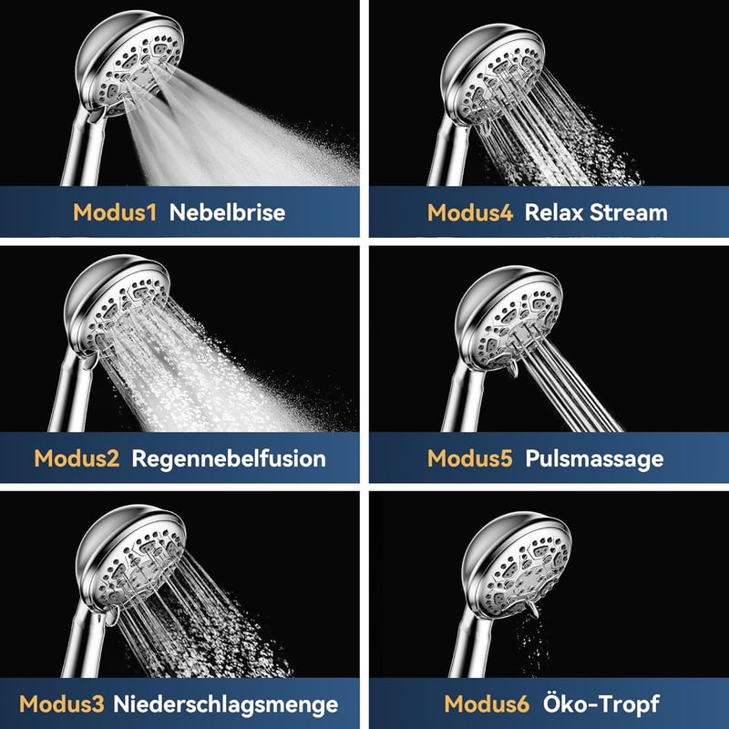 HNNHOME HydroPulse Kézi Zuhanyfej 6 Különböző Vízsugár Móddal, Nagy Nyomású, Univerzális Csatlakozás, Modern Rózsaszín Dizájn, 100mm