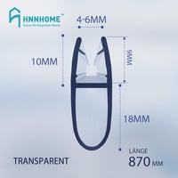 HNNHOME Zuhanyfülke Ajtótömítés 4-6 mm Üveghez - Átlátszó Zuhanykabin Szigetelőcsík 18 mm Résig - Ragasztható Vízzáró Profil 4