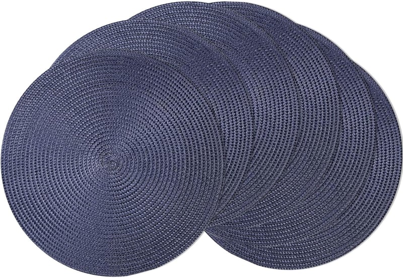 HNVNER kerek tányéralátét szett, 36 cm, mosható, hőálló - tengerészkék - 6 db
