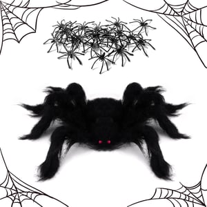 HO-SFSM Súprava 3 chlpatých pavúkov + 20 malých pavúkov na halloweensku dekoráciu