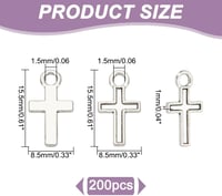 HOBBIESAY 200db Mini Kereszt Charm 15,5mm Fém Kereszt Medál Karkötő Nyaklánc Ékszerkészítéshez 2