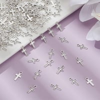 HOBBIESAY 200db Mini Kereszt Charm 15,5mm Fém Kereszt Medál Karkötő Nyaklánc Ékszerkészítéshez 4