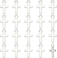 HOBBIESAY 200db Mini Kereszt Charm 15,5mm Fém Kereszt Medál Karkötő Nyaklánc Ékszerkészítéshez 1