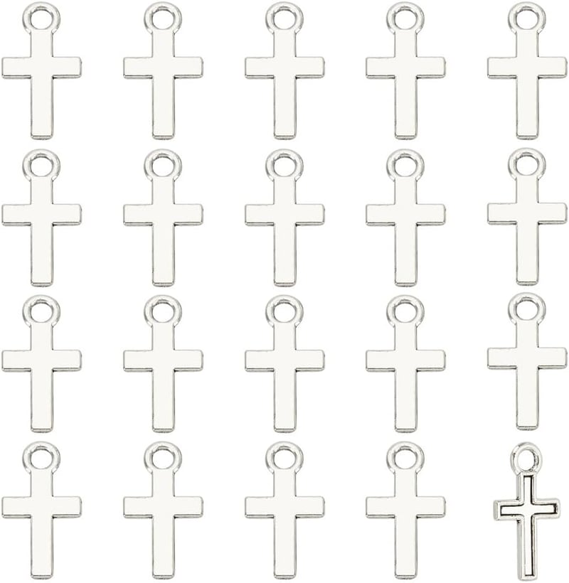 HOBBIESAY 200db Mini Kereszt Charm 15,5mm Fém Kereszt Medál Karkötő Nyaklánc Ékszerkészítéshez