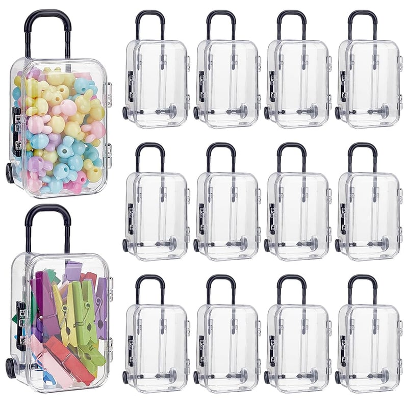 HOBBIESAY Mini kutija za pohranu u obliku kovčega, 16 komada – 5,3x3,6x10,2 cm, mali plastični kovčezi za slatkiše, poklon kutije za zabave, dekorativne kutije