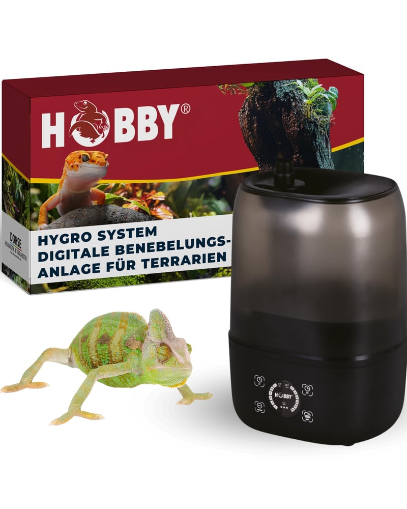 Digitálny zvlhčovač vzduchu Hobby Hygro System I pre teráriá, so 4-litrovou nádržou na vodu, hygienický a nenáročný na údržbu