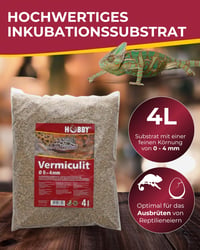 Hobby Vermikulit supstrat za inkubaciju jaja gmazova – 4 litre, granulacija 0-4 mm, medij za inkubaciju s regulacijom vlage za uzgoj gmazova 2