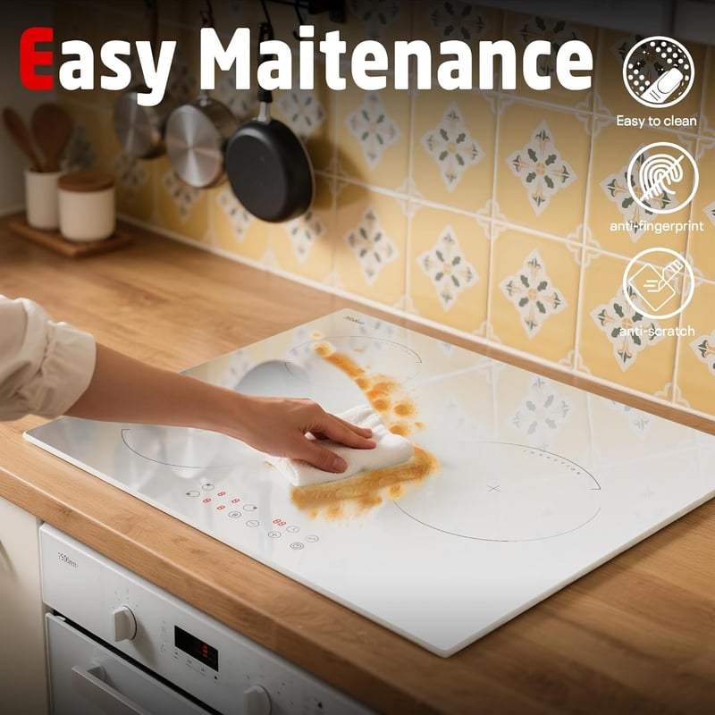 Hobsir 3 zónás beépíthető indukciós főzőlap 60 cm, 3500 W, érintésvezérlés, 9 fokozat