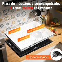 Hobsir 3 zónás beépíthető indukciós főzőlap 60 cm, 3500 W, érintésvezérlés, 9 fokozat 2