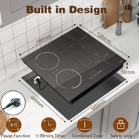 Hobsir 60 cm beépíthető indukciós főzőlap 4 zónás 3500W flexzóna érintésvezérlés - 60 CM 4 Platten 43506 4