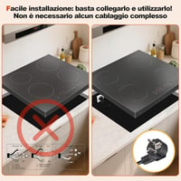Hobsir 60 cm-es indukciós főzőlap 4 égővel, 3500W teljesítmény, 9 fokozatú érintőgombos vezérlés, időzítő és gyerekzár funkcióval 4