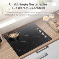 Hobsir 60 cm-es Üvegkerámia Főzőlap 4 Zónával - 9 Fokozatú Gombos Vezérlés, 6000W, Túlmelegedés Elleni Védelemmel, Fekete 4