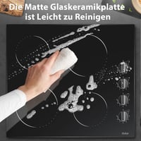 Hobsir 60 cm-es Üvegkerámia Főzőlap 4 Zónával - 9 Fokozatú Gombos Vezérlés, 6000W, Túlmelegedés Elleni Védelemmel, Fekete 6